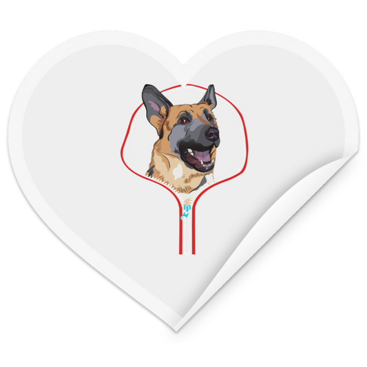 GERMAN SHEPHERD ZIP-DOWN Heart Sticker