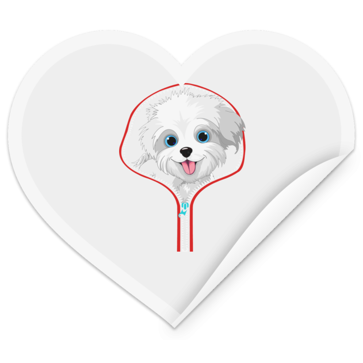 MALTESE ZIP-DOWN Heart Sticker