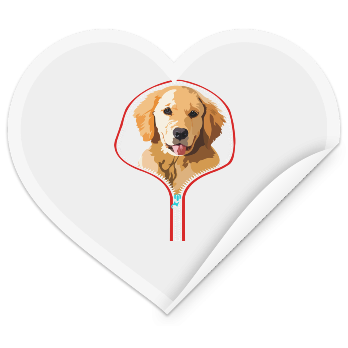 GOLDEN RETRIVER ZIP-DOWN Heart Sticker