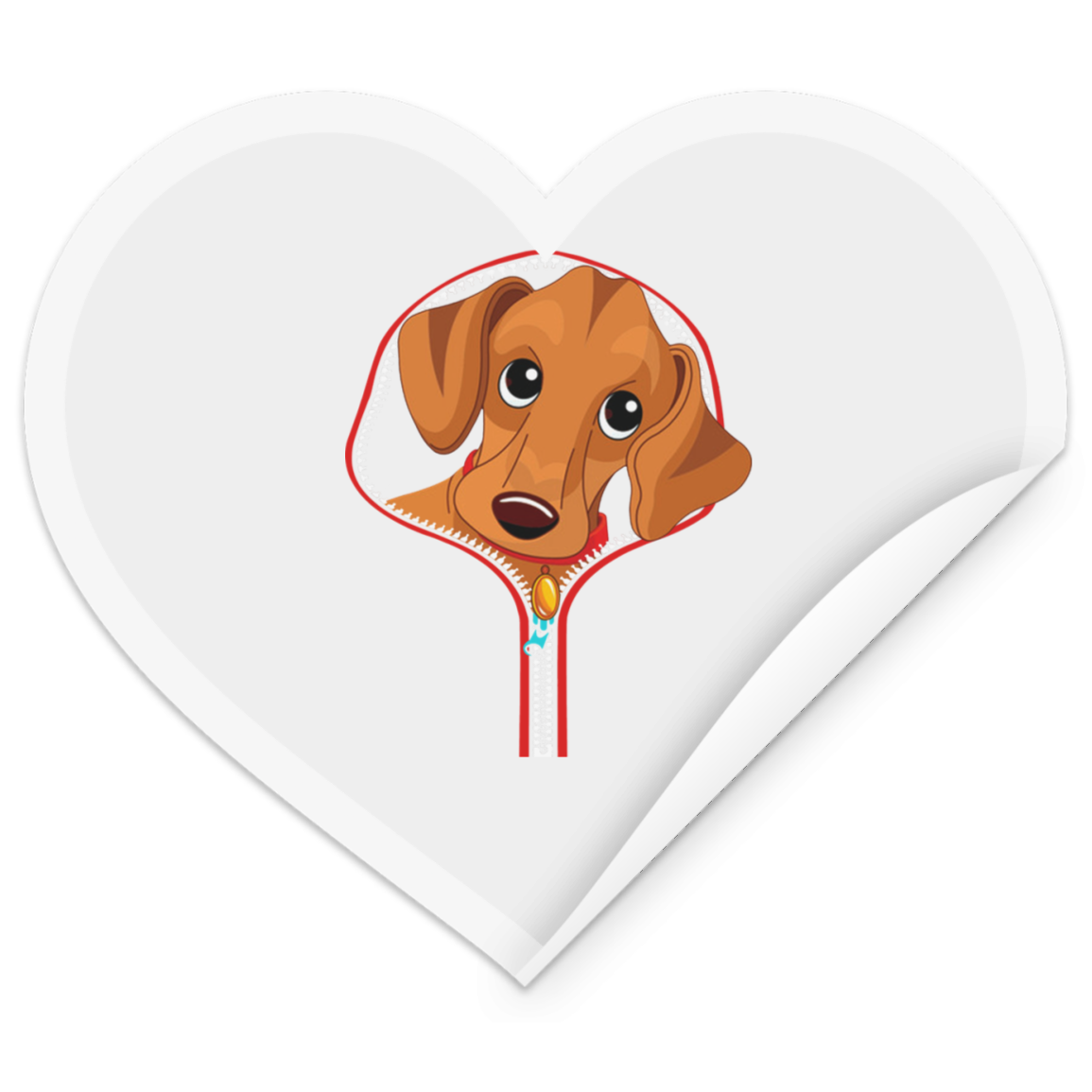 DACHSHUND ZIP-DOWN Heart Sticker