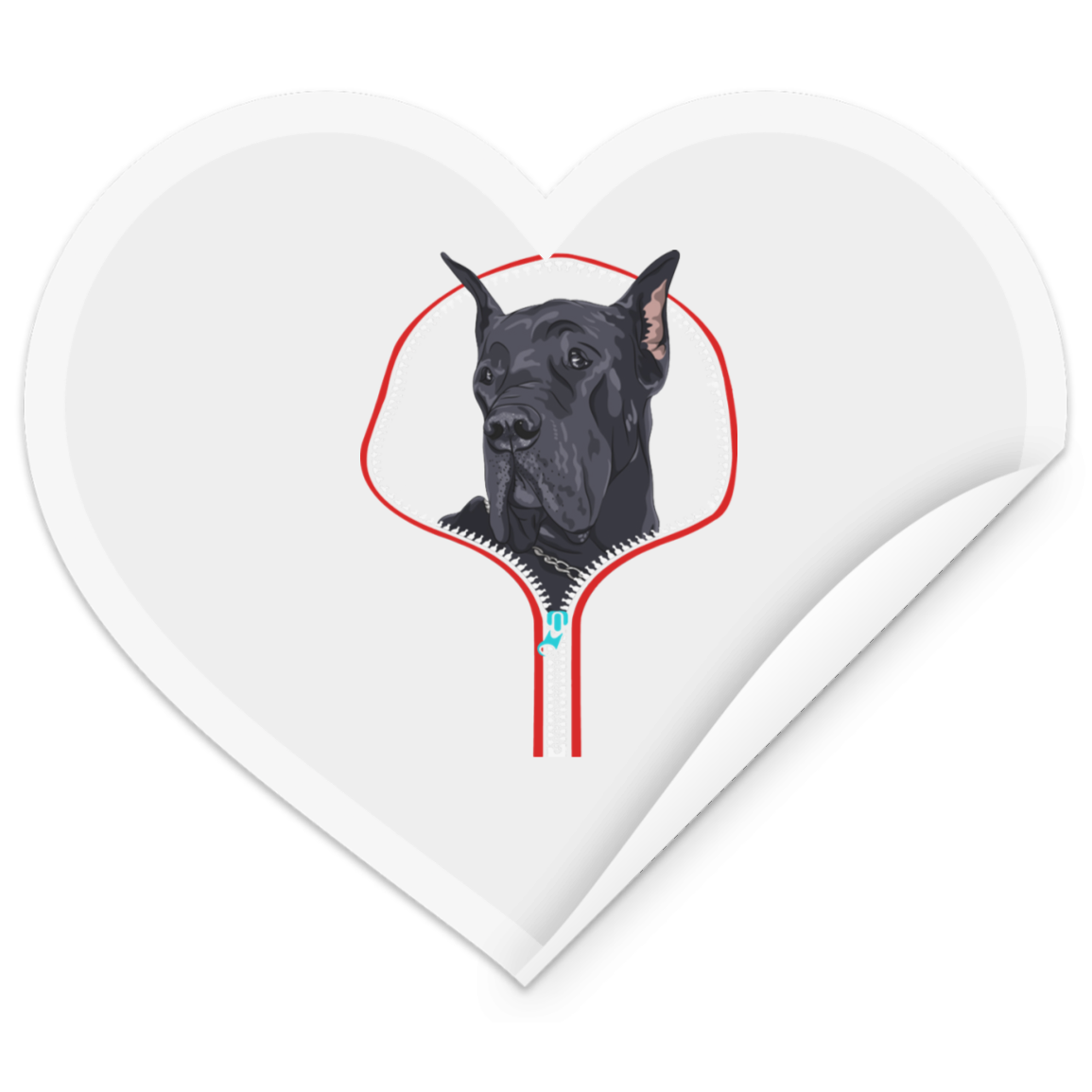 GREAT DANE ZIP-DOWN Heart Sticker
