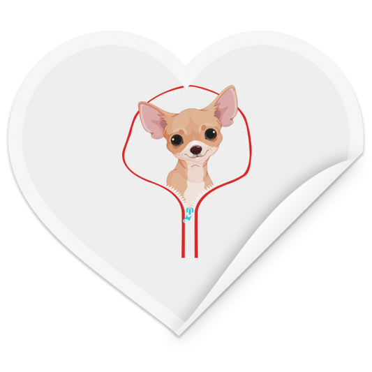 CHIHUAHUA ZIP-DOWN Heart Sticker