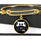 " I Love My Cat" Black Print Circle Pendant Luxury Bangle