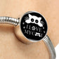 I Love My Cat Black Print Circle Charm Steel Bracelet