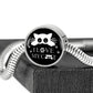 I Love My Cat Black Print Circle Charm Steel Bracelet