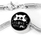 I Love My Cat Black Print Circle Charm Steel Bracelet